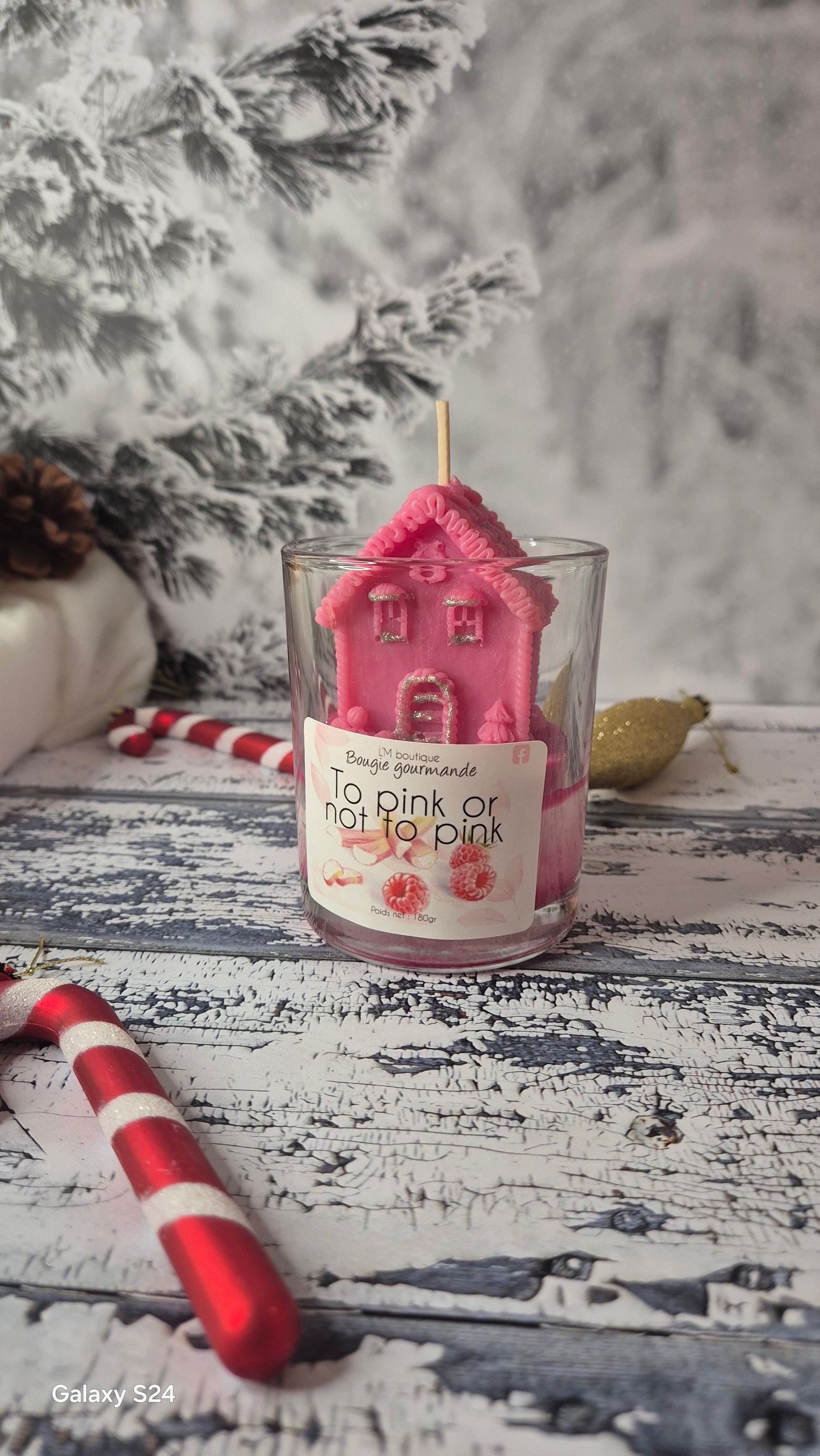Bougie maison rose