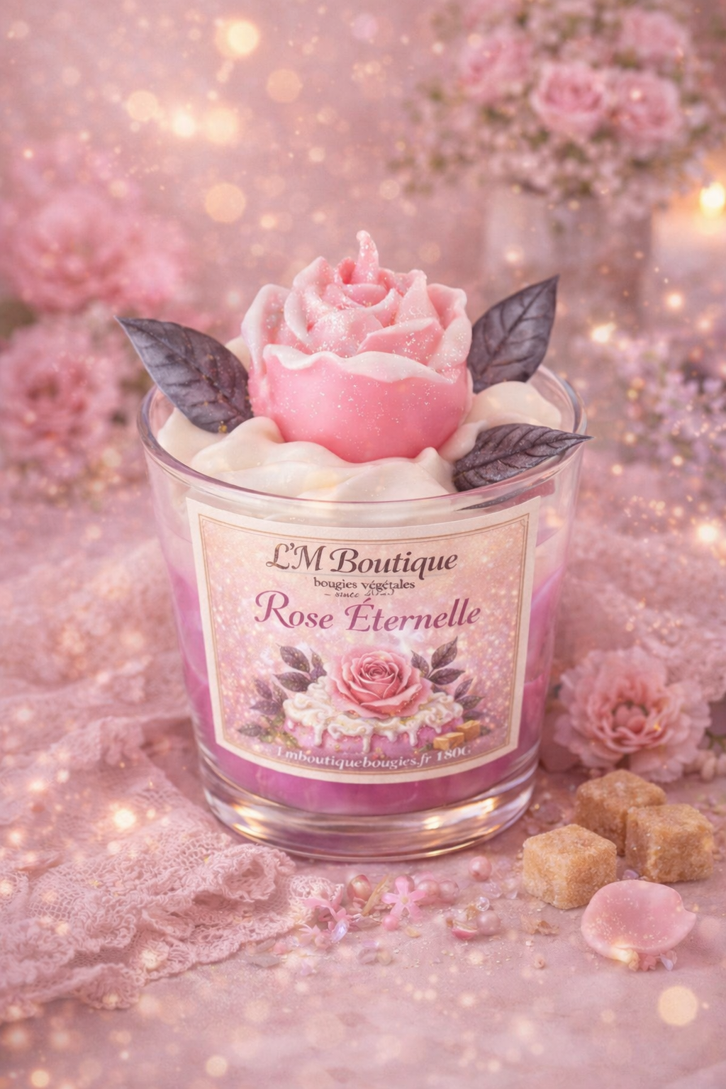 Bougie rose éternelle